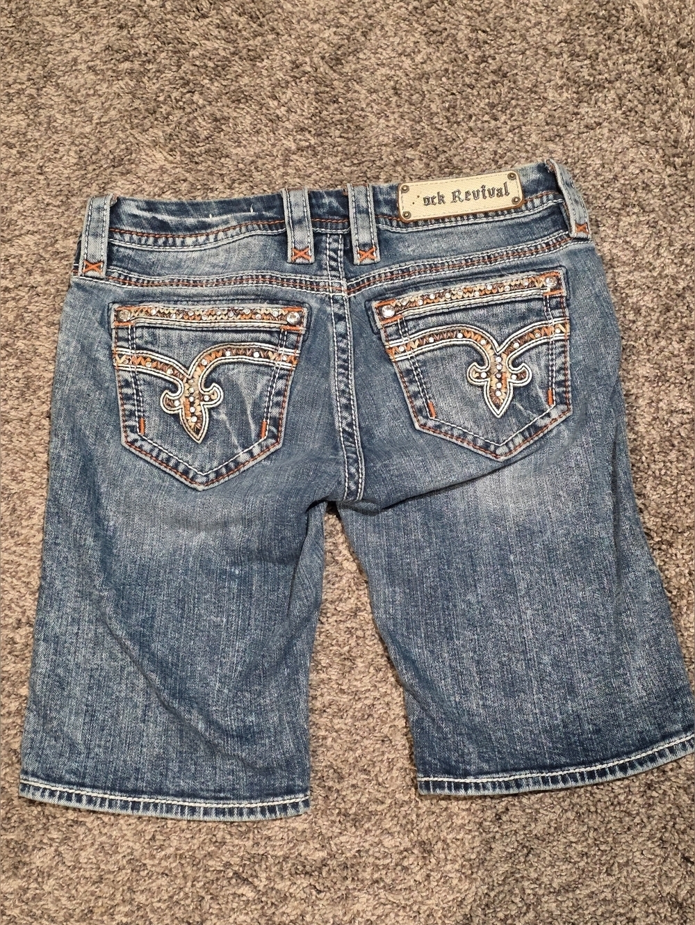ROCK REVIVAL Lowrise Nancy Bermuda Shorts in Blue Size 28